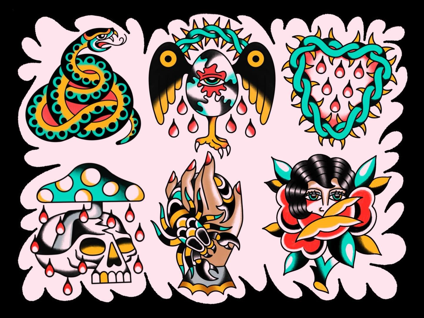 Starting off the new year with some new flash😊 all available to be tattooed!