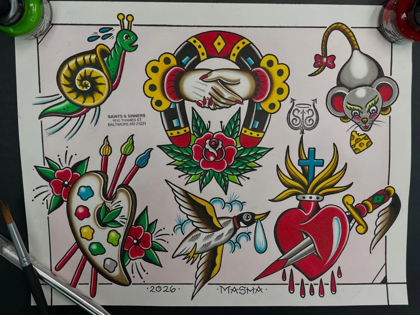 Finished a new flash sheet for yall all available to tattoo if you see anything you like DM me. Time coming up next couple weeks, thanks always for looking