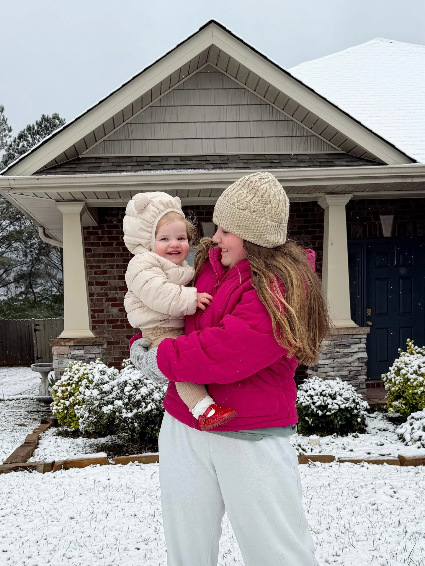 Happy 1st day of &ldquo;Spring&rdquo; Break from my 2 fav girls who don&rsquo;t own snow boot type shoes bc I would rather pretend that cold weather doesn&rsquo;t exist. 🙃🤍❄️☃️ Lottie wasn&rsquo;t sure about it until Lilly started throwing snow bal