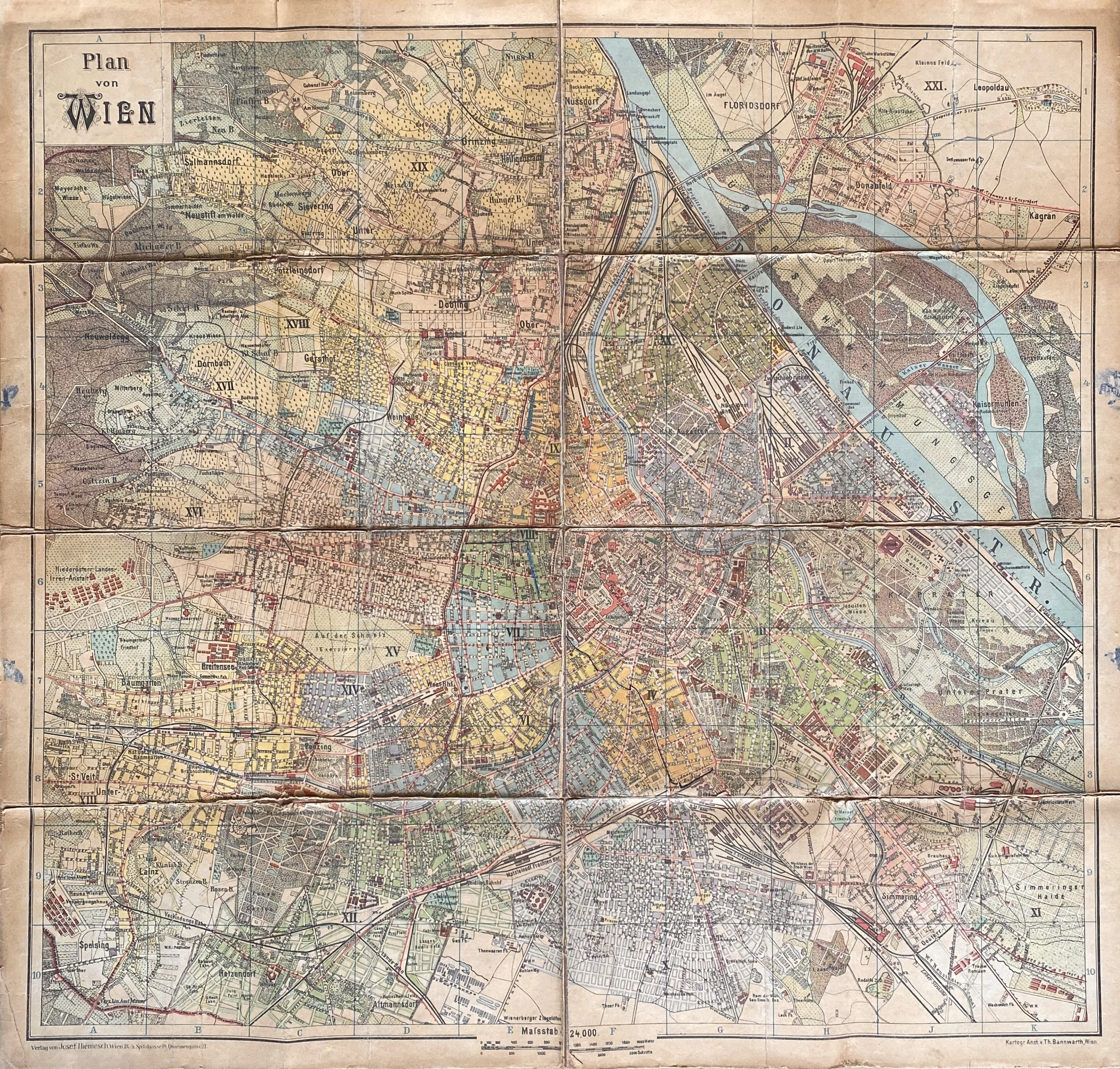 MAP OF VIENNA, AUSTRIA, c. 1910