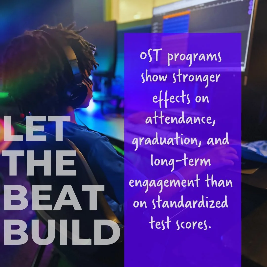 Attendance matters. Graduation matters. Long term engagement matters.

Out of school time programs consistently show stronger impact in these areas than standardized test scores alone. That tells us something important. When young people feel seen, s