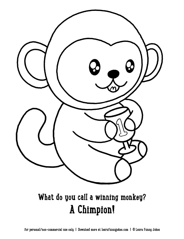 Animal coloring pages for kids - Chimpion — Learn Funny Jokes