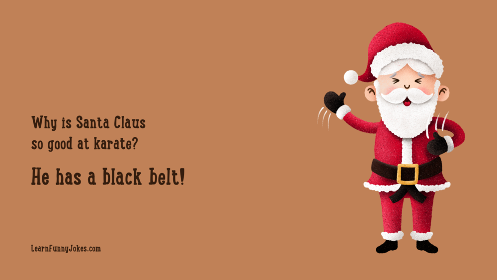 Santa Clause Black Belt Funny Christmas Zoom Background Learn Funny Jokes