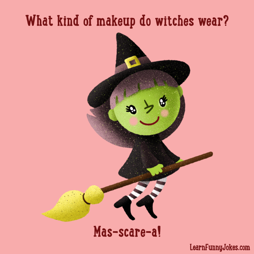 What kind of do witches wear? Mas-scare-a! Halloween dad jokes — Learn Funny Jokes