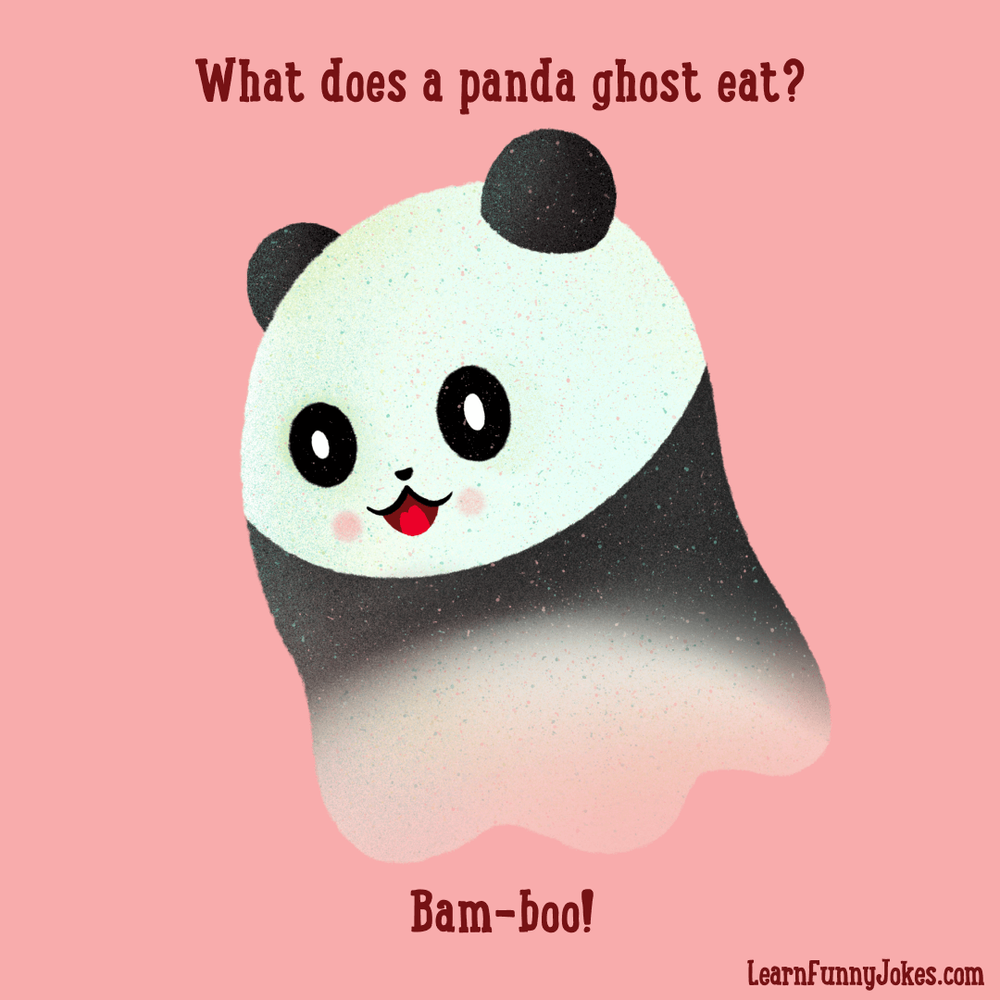 What does a panda ghost eat? Bam-boo! Funny Halloween jokes for kids! —  Learn Funny Jokes