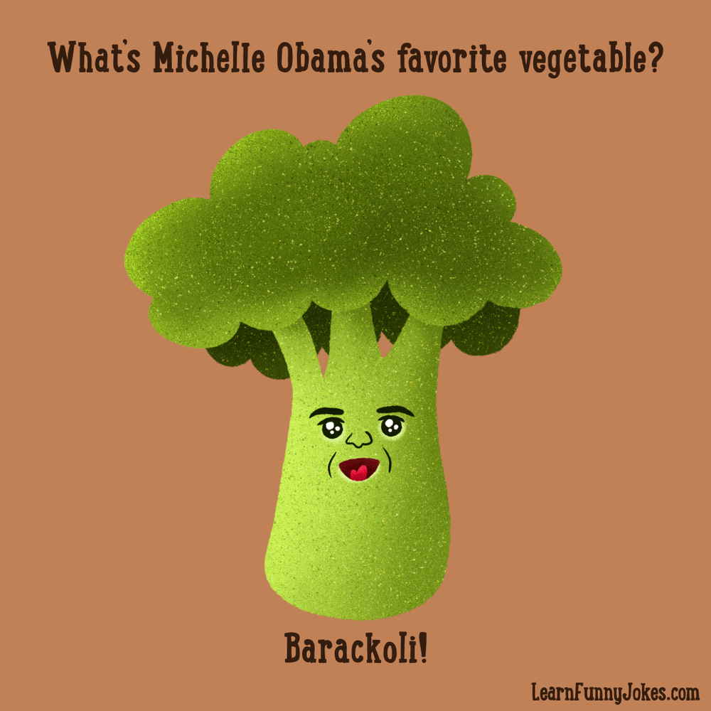 What's Michelle Obama's favorite vegetable? Barackoli! Presidents Day Jokes  — Learn Funny Jokes