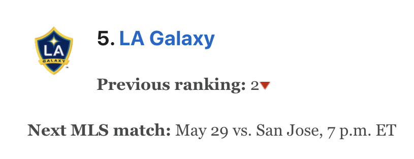 La Galaxy Drop To Fifth In Espn Mls Power Rankings Eltrfco Com