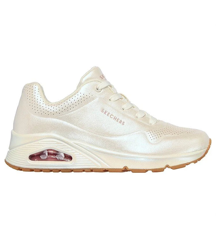 white and gold sketchers