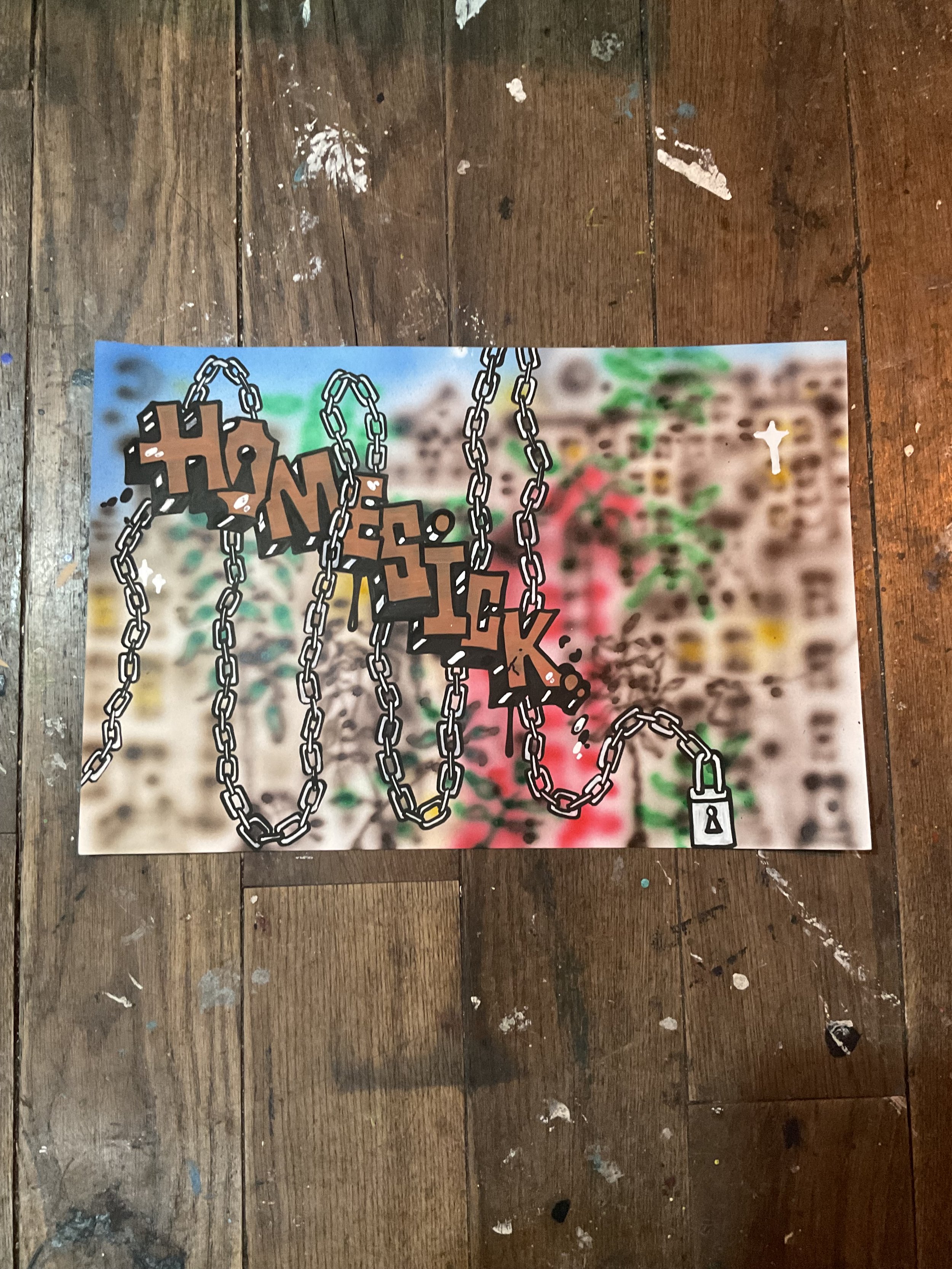 Airbrush on Cardstock Paper.