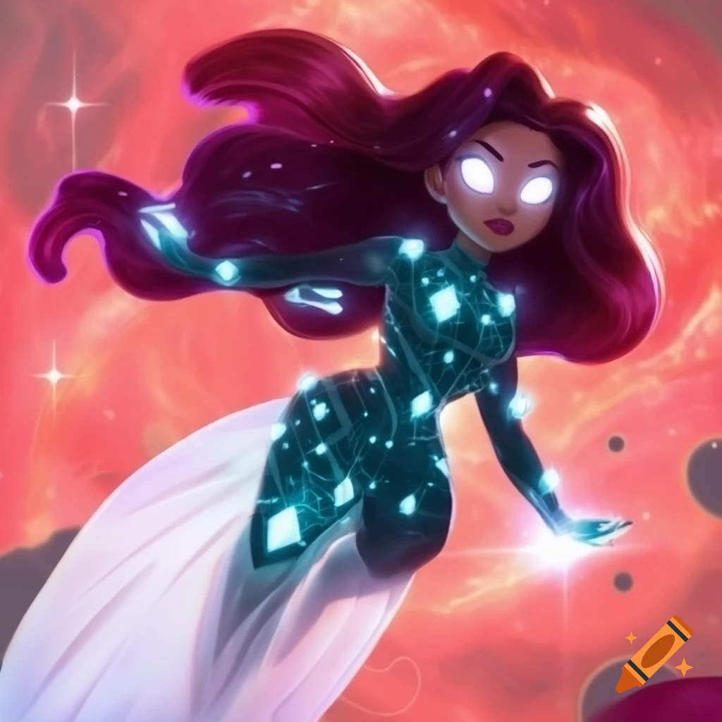 craiyon_075525_1_cosmic_of_a_black_women_with_many_shades_of_the_color_burgundy_purple_hair___dark_teal_outfit_with.png