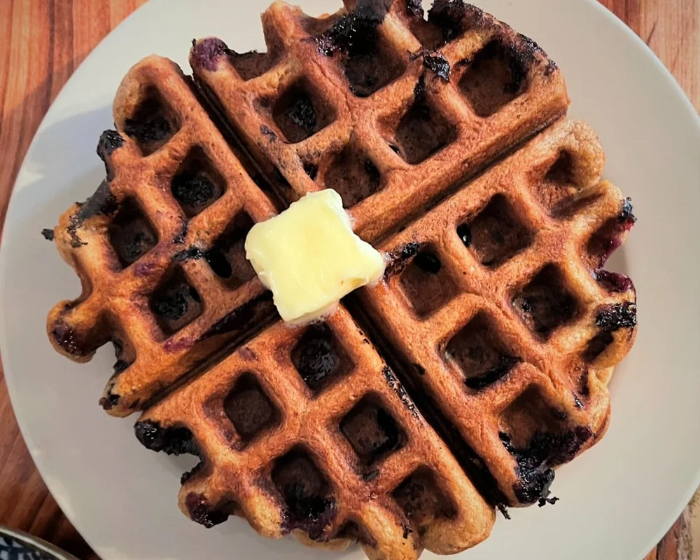 Banana Blueberry Rye Waffles