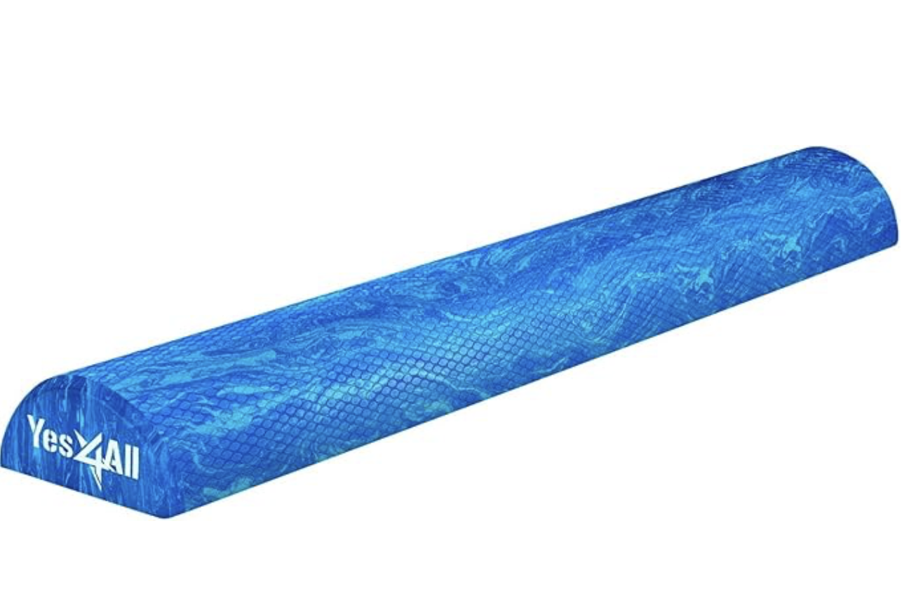 HALF FOAM ROLLER (OR ROLL A YOGA MAT!)