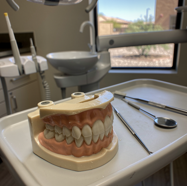 child receiving fluoride treatment at dental checkup