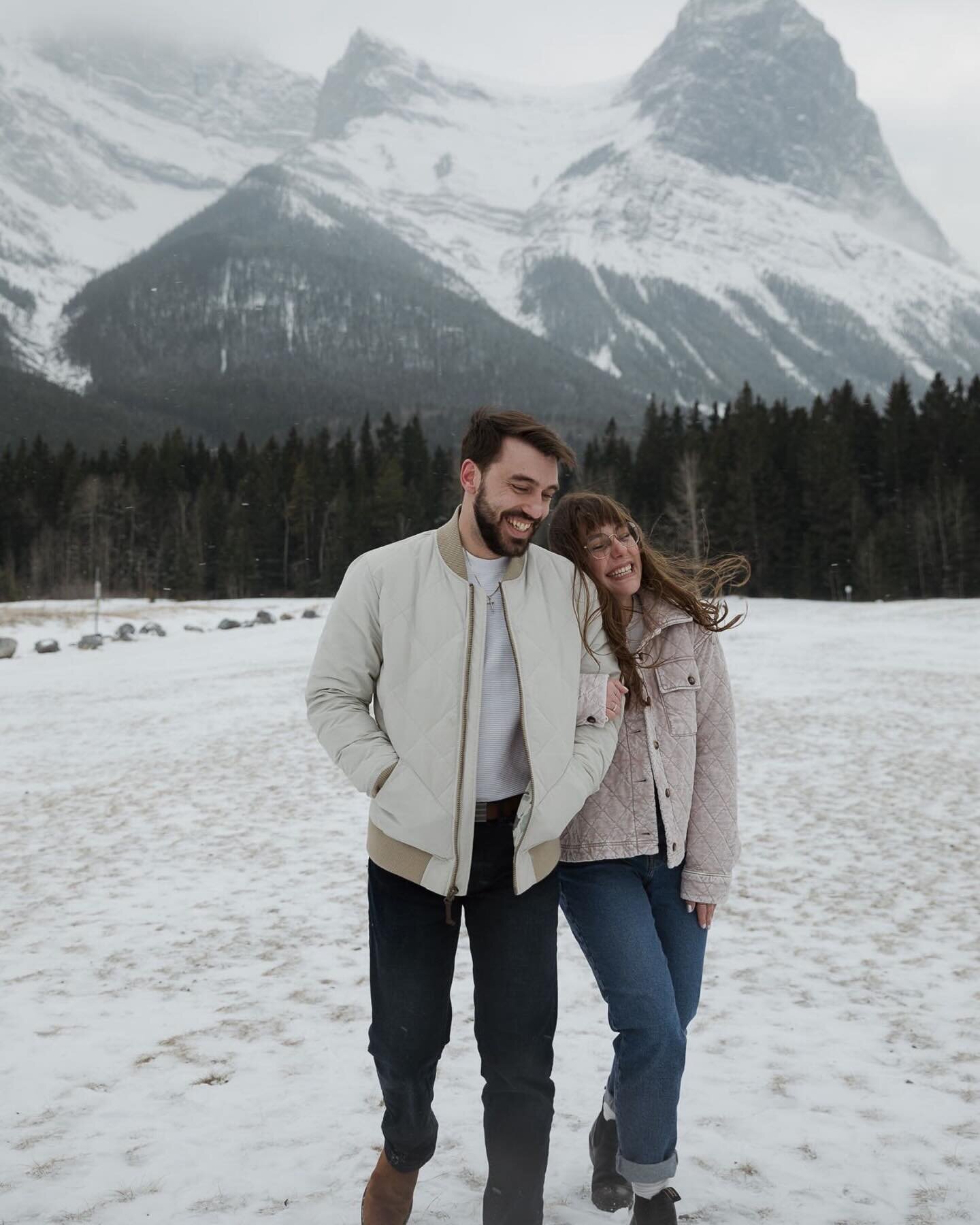 &mdash; Capturing proposals in the mountains is my new favorite thing and it was an incredible honour to be present in this moment for T &amp; K. 
The recent snow fall in southern Alberta was a surprise and I was worried the peaks would be hidden but