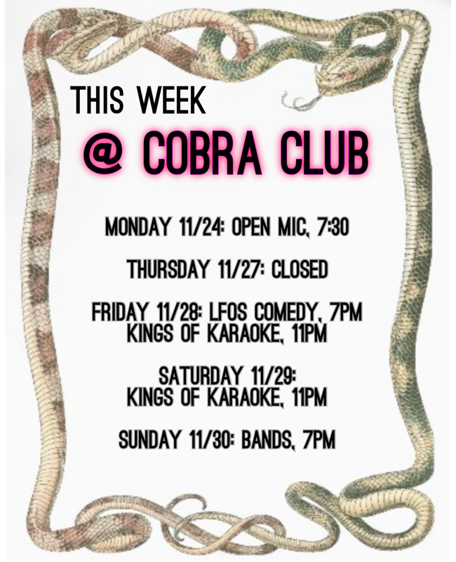 SHOWS AND EVENTS 11.23 - 11.30