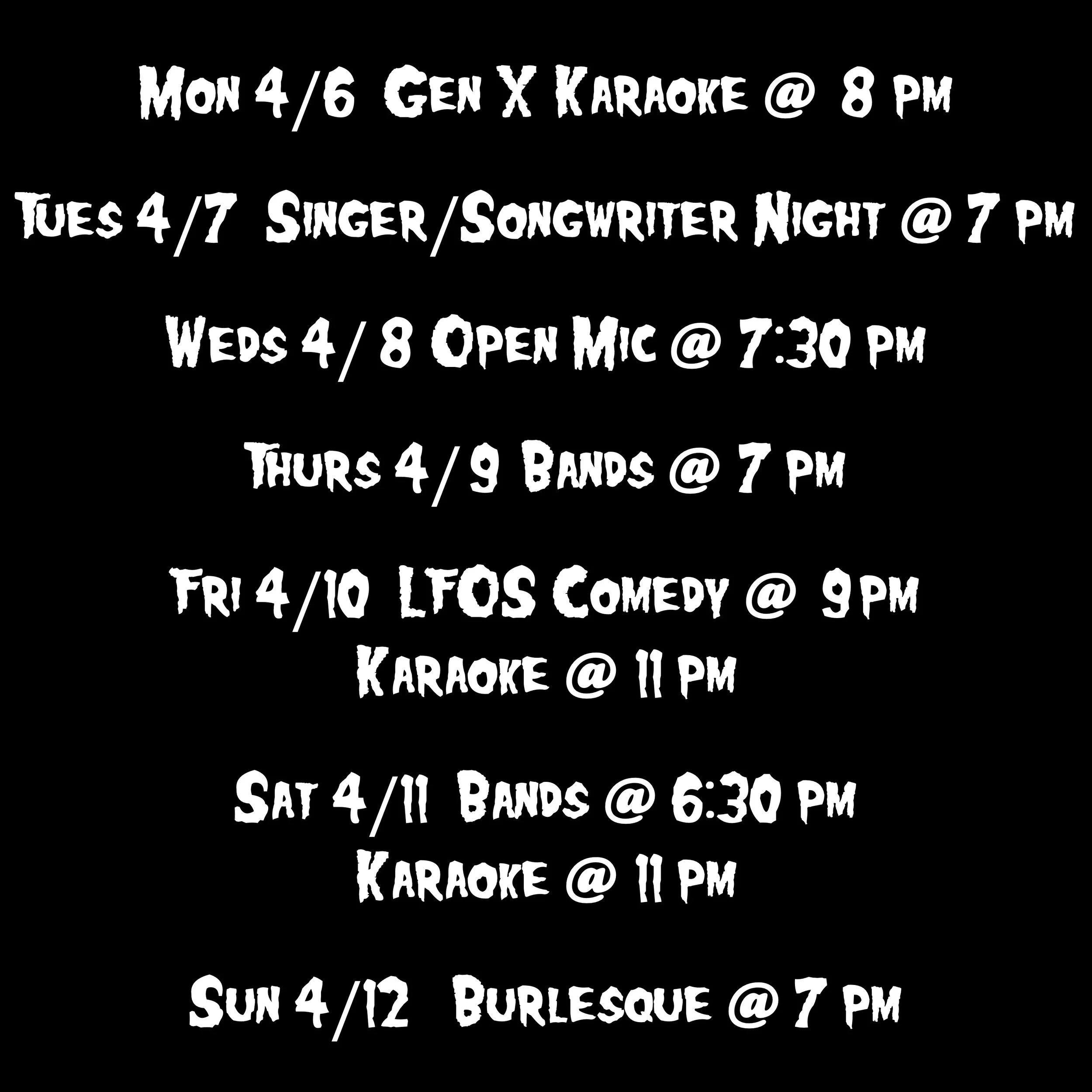 SHOWS AND EVENTS             4.6 - 4.12 