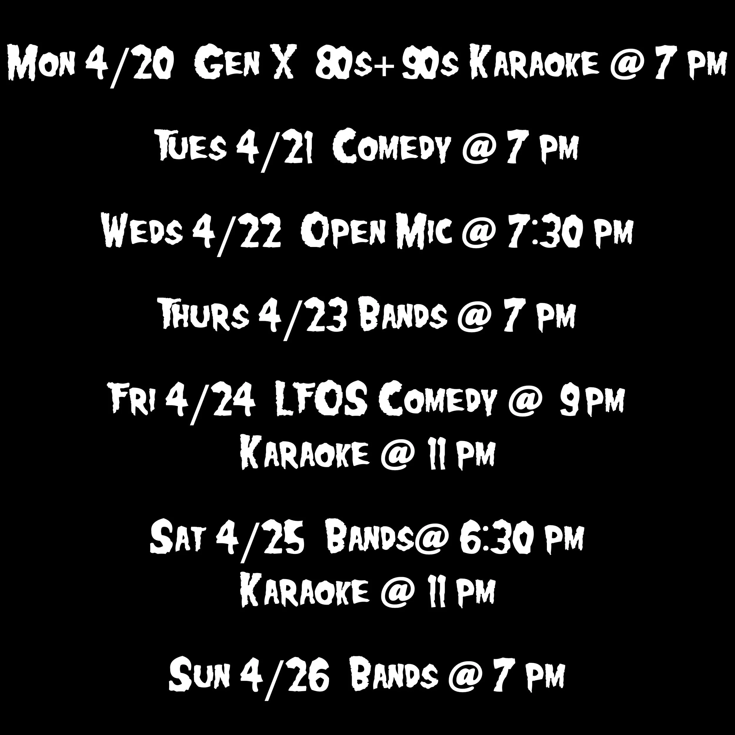 SHOWS AND EVENTS          4.20 - 4.26