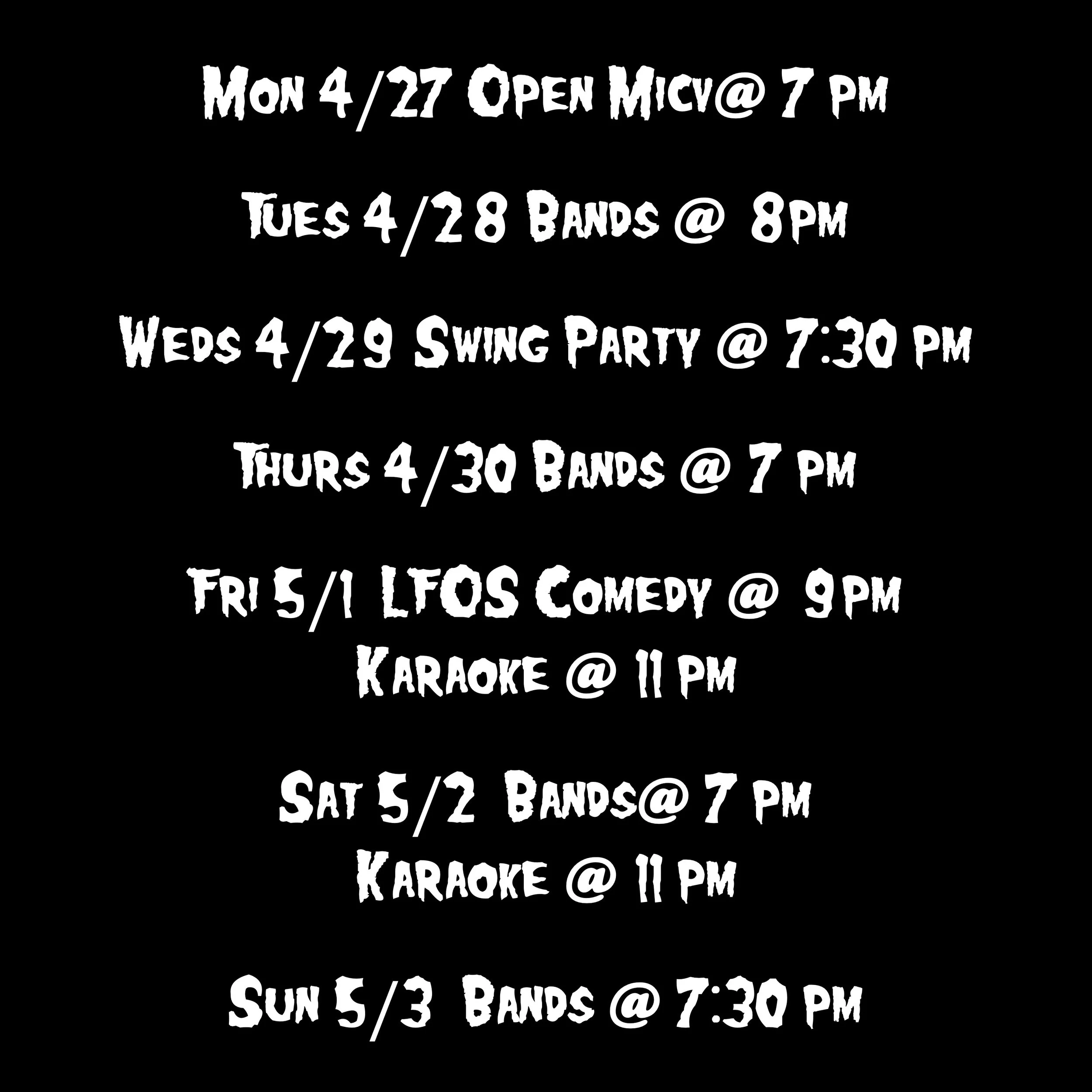 SHOWS AND EVENTS       4.27 - 5.3