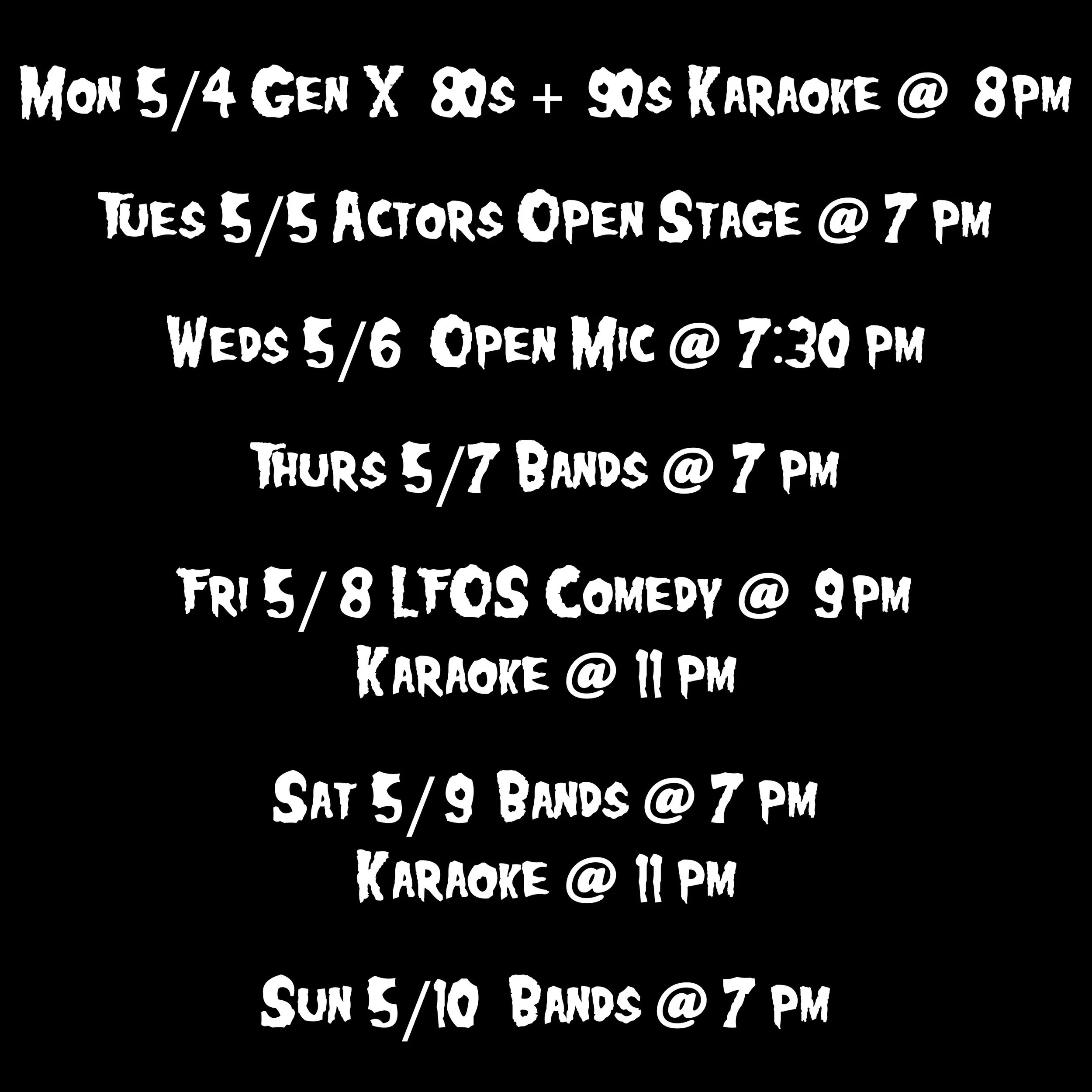 SHOWS AND EVENTS           5.4 - 5.10 