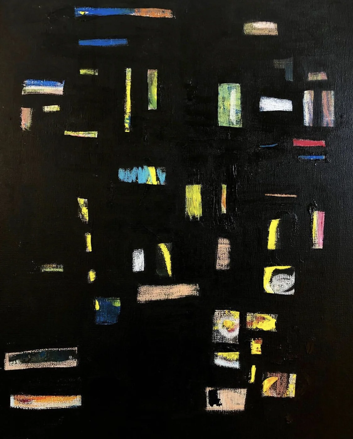  weaving blocks in acrylic and pastels     12 x 16 in    2020 