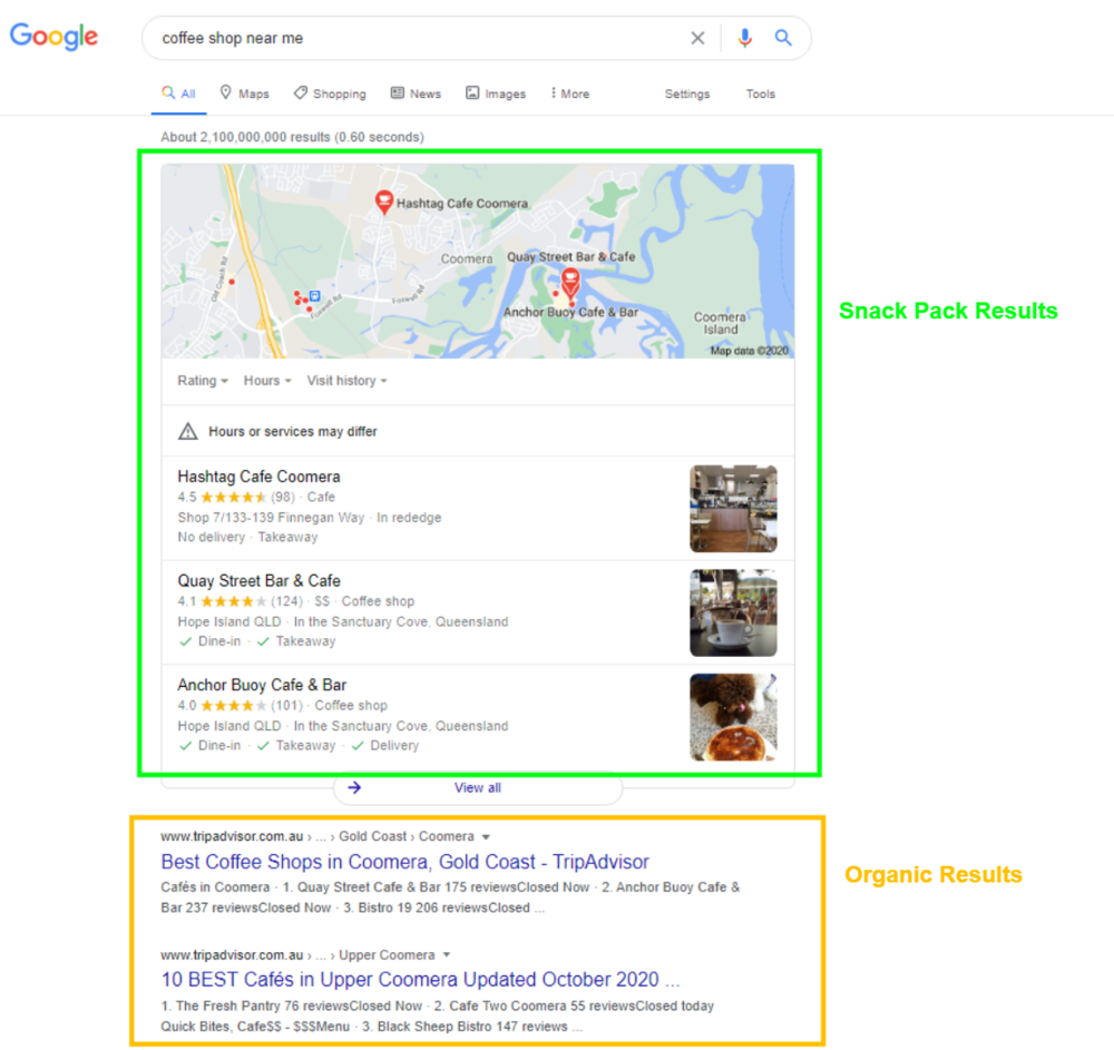 Local Search vs Organic Search Results