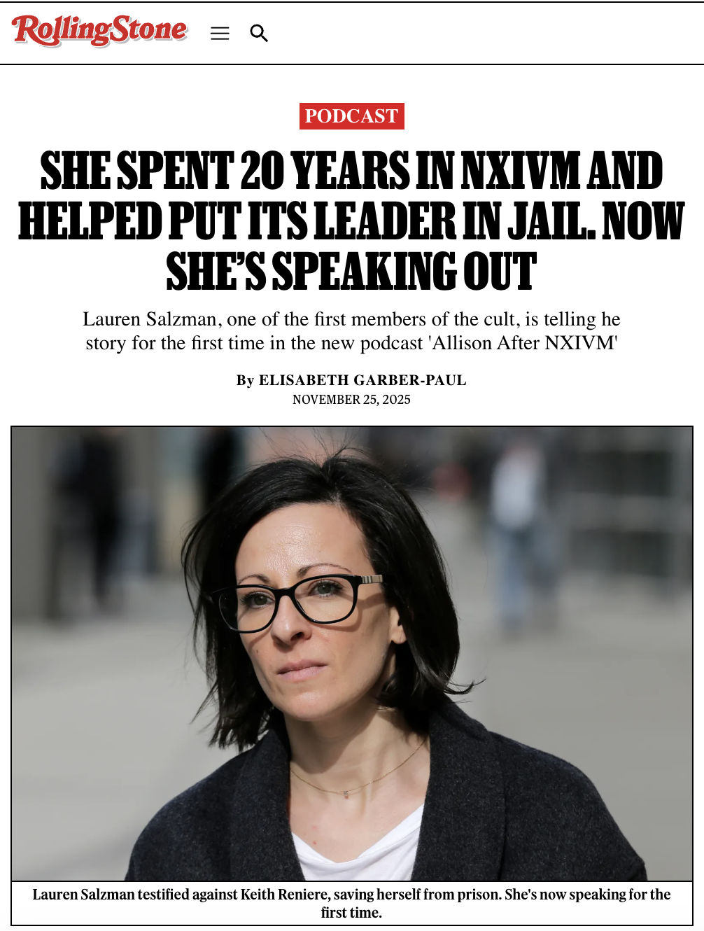 Rolling Stone Allison After NXIVM