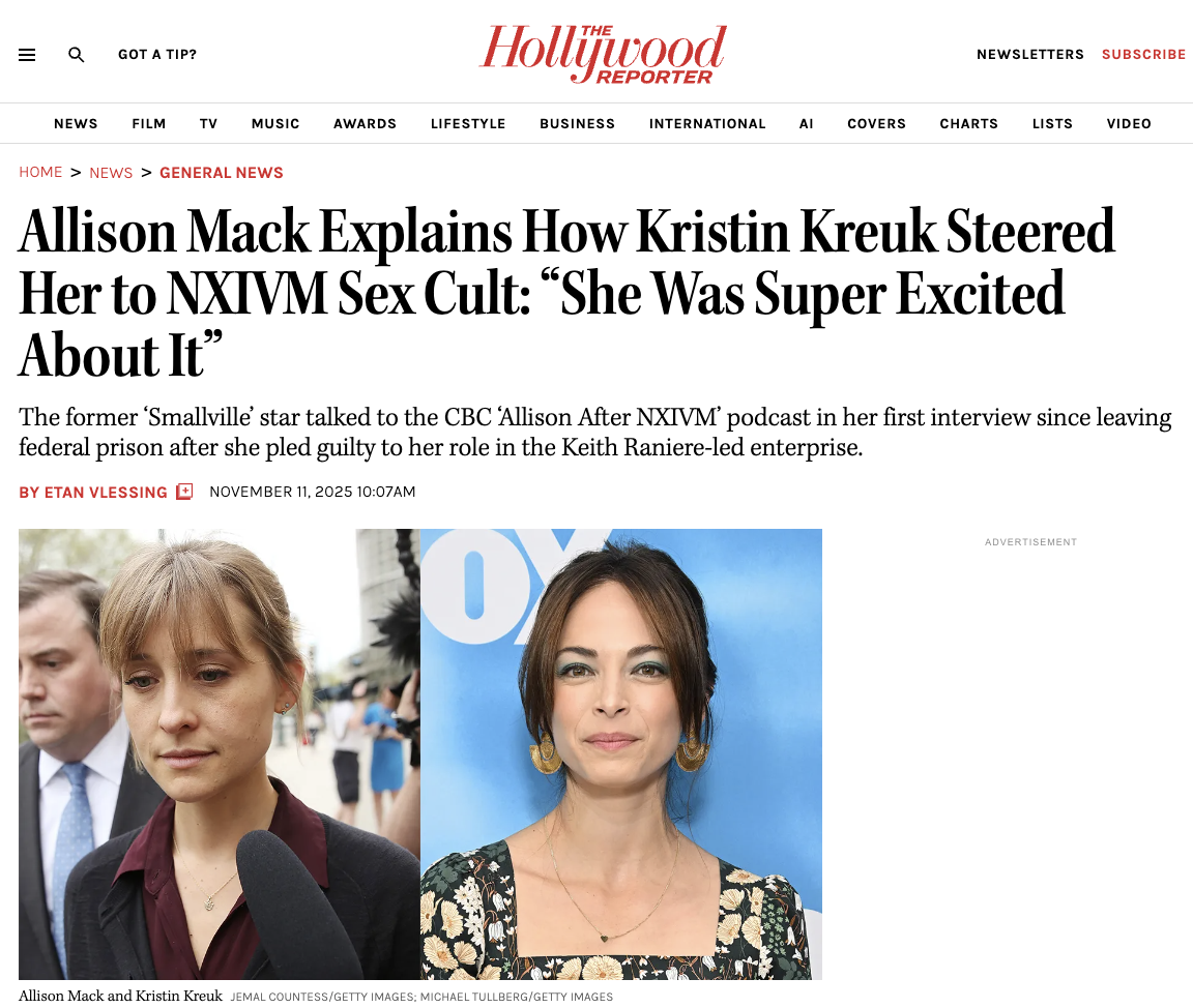Hollywood Reporter Allison Mack
