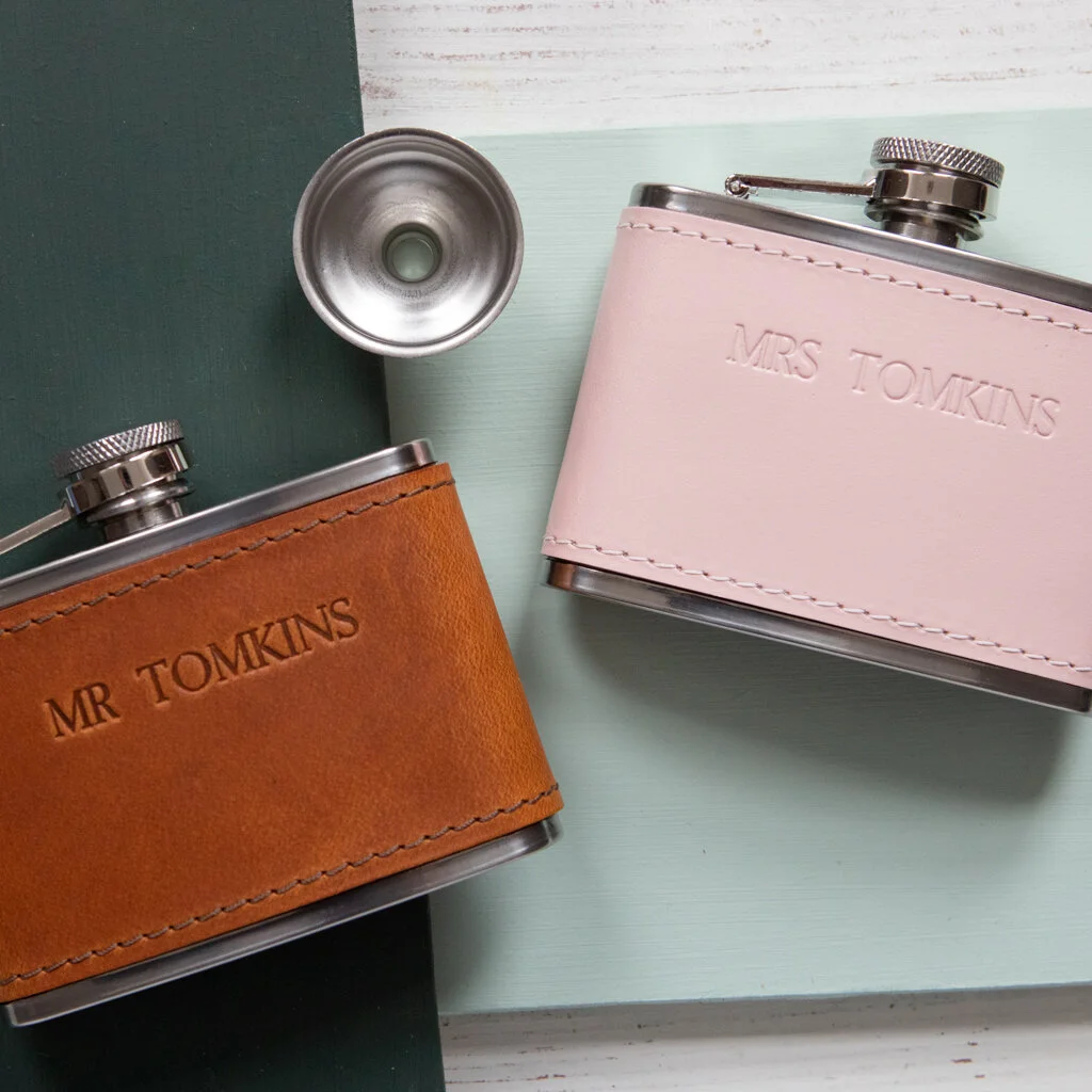 Couples Personalised Hipflask Set