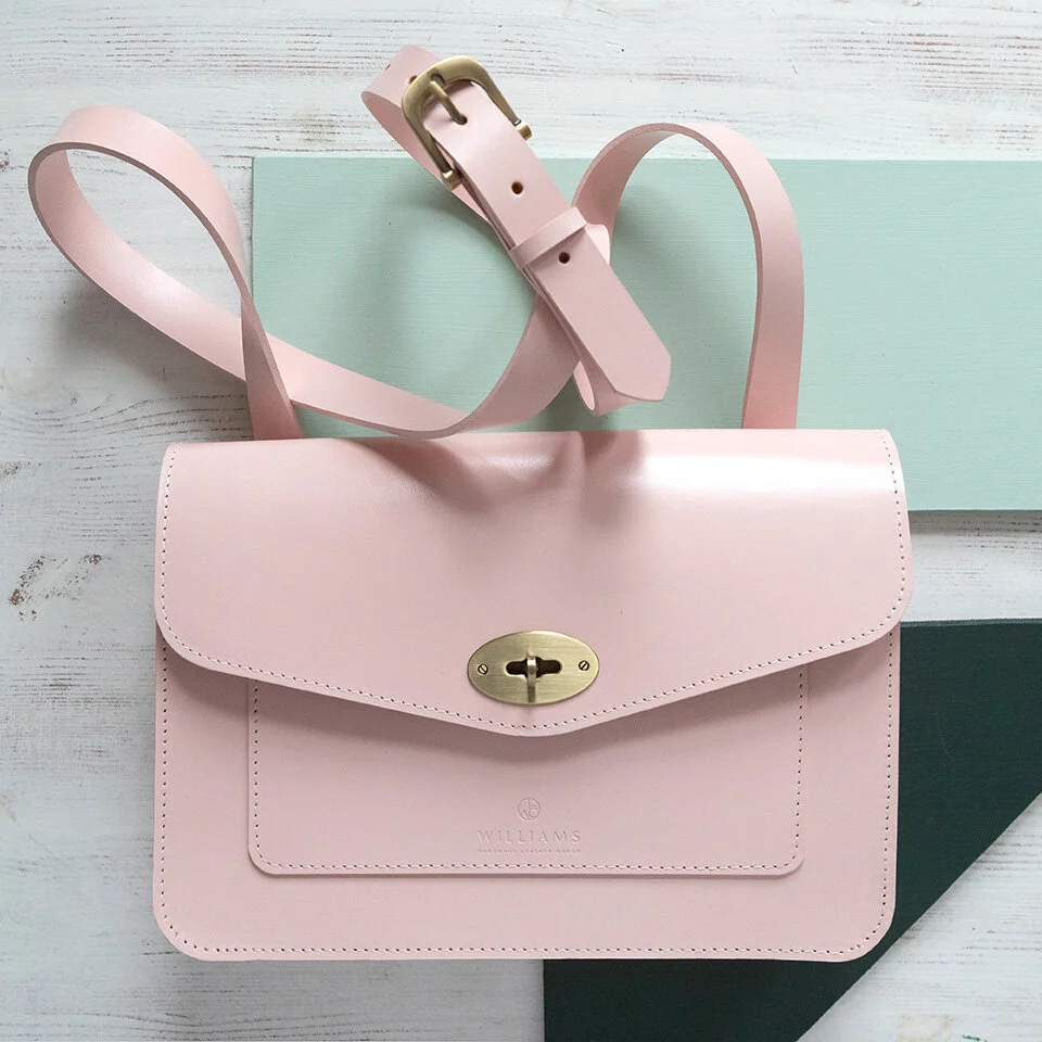 Large Blush Leather Satchel 