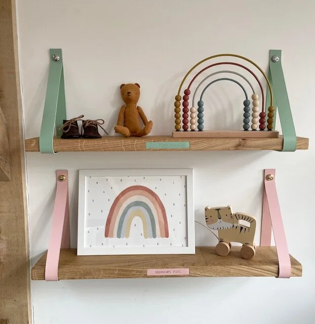 Personalised Leather and Oak Shelf