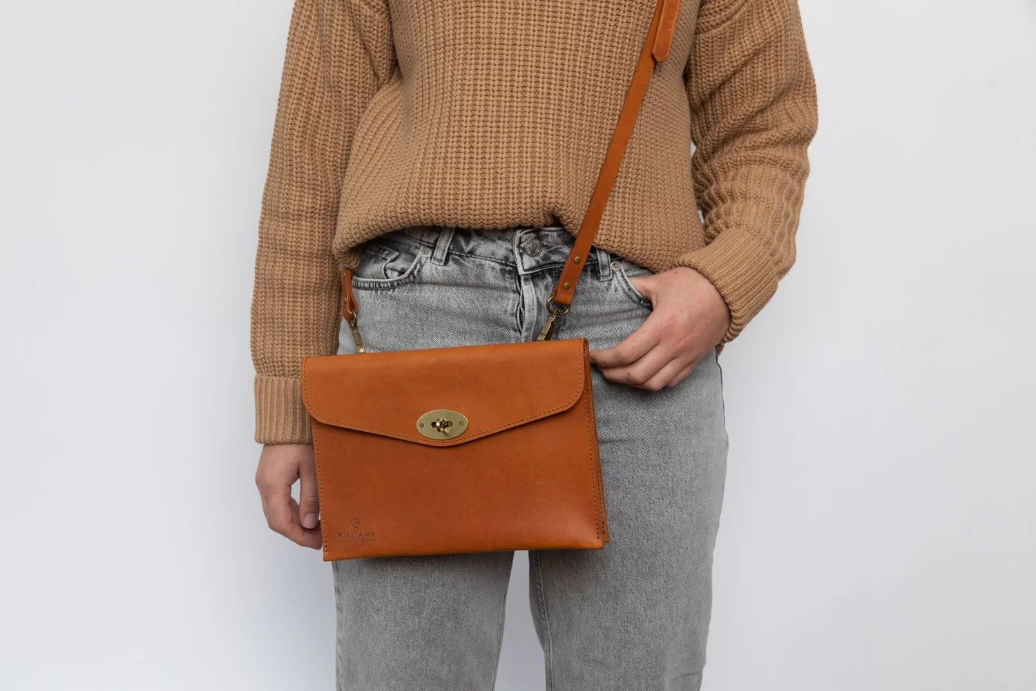 Tan Leather Cross Body Bag — Williams Handmade - Main Image