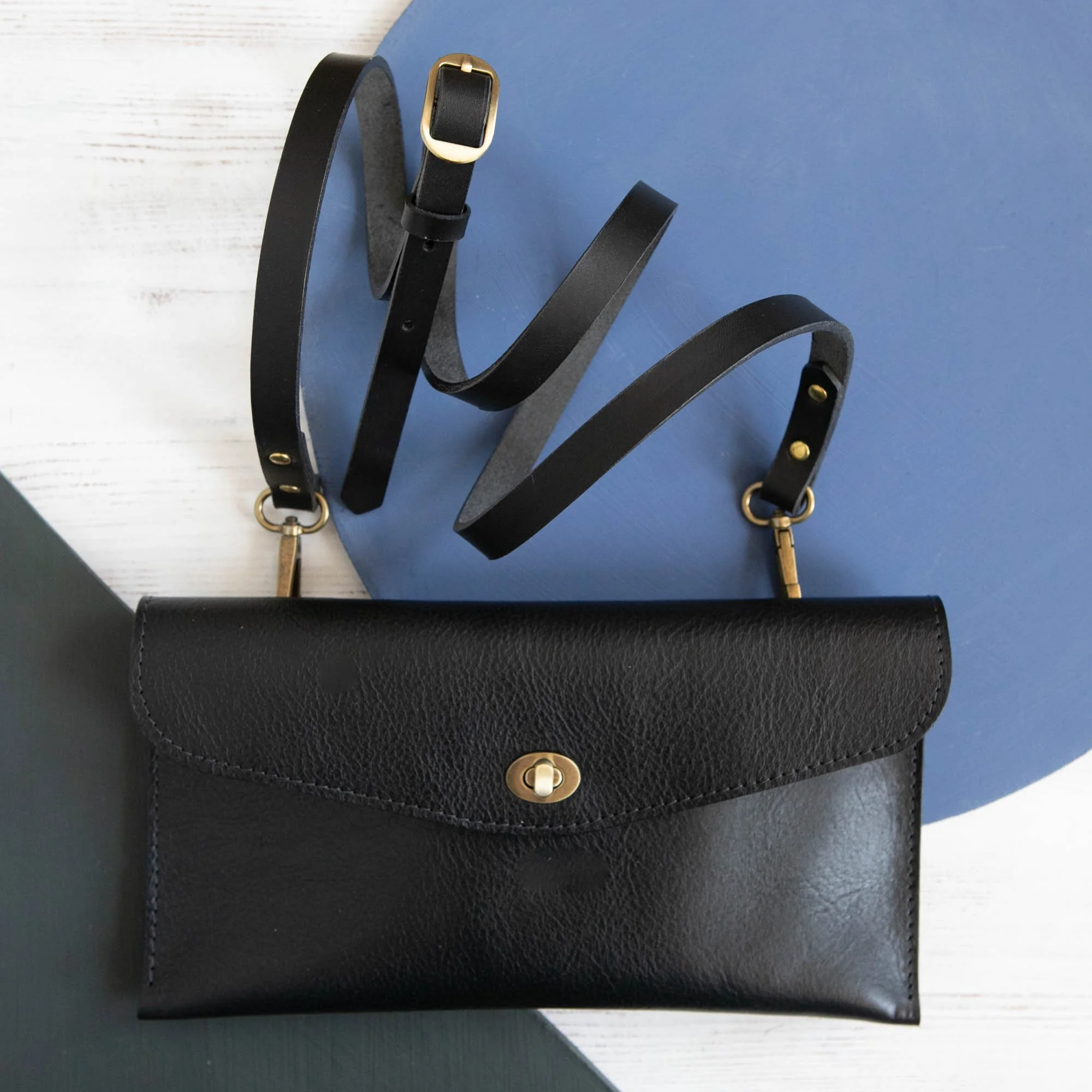 Black Leather Clutch Bag