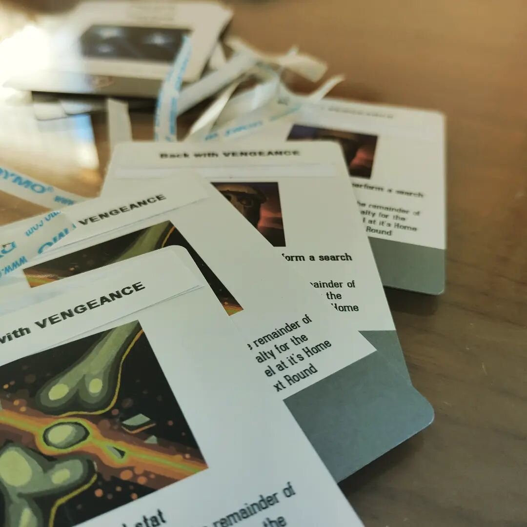 We are BACK with VENGEANCE! After getting back into  #playtesting we've got a lot of notes... Which means a lot of stickers on our #prototype #gamedev #boardgames #boardgamesofinstagram #tabletopgames #miniatures #faithandflintlocks