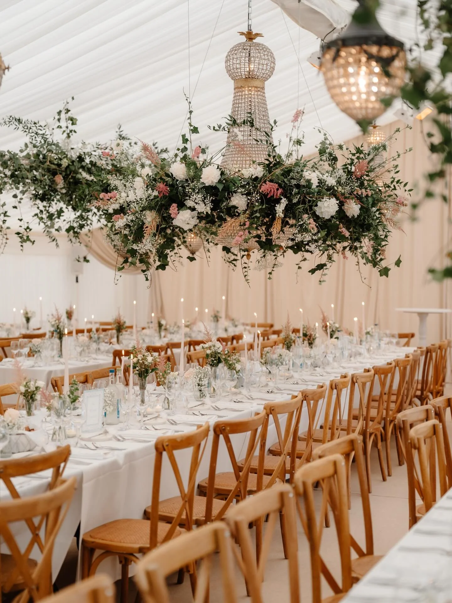 At home celebrating C+E over the August bank holiday. Two days of delightful dining at the oasis that is their family home. A timeless marquee hosted their 180 guests for three plated courses following their ceremony and drinks reception. Our house m