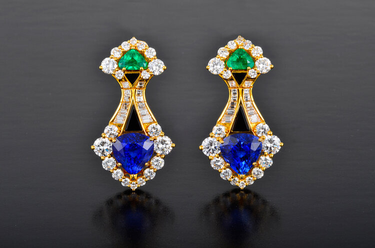 Marina B sapphire and emerald earrings.