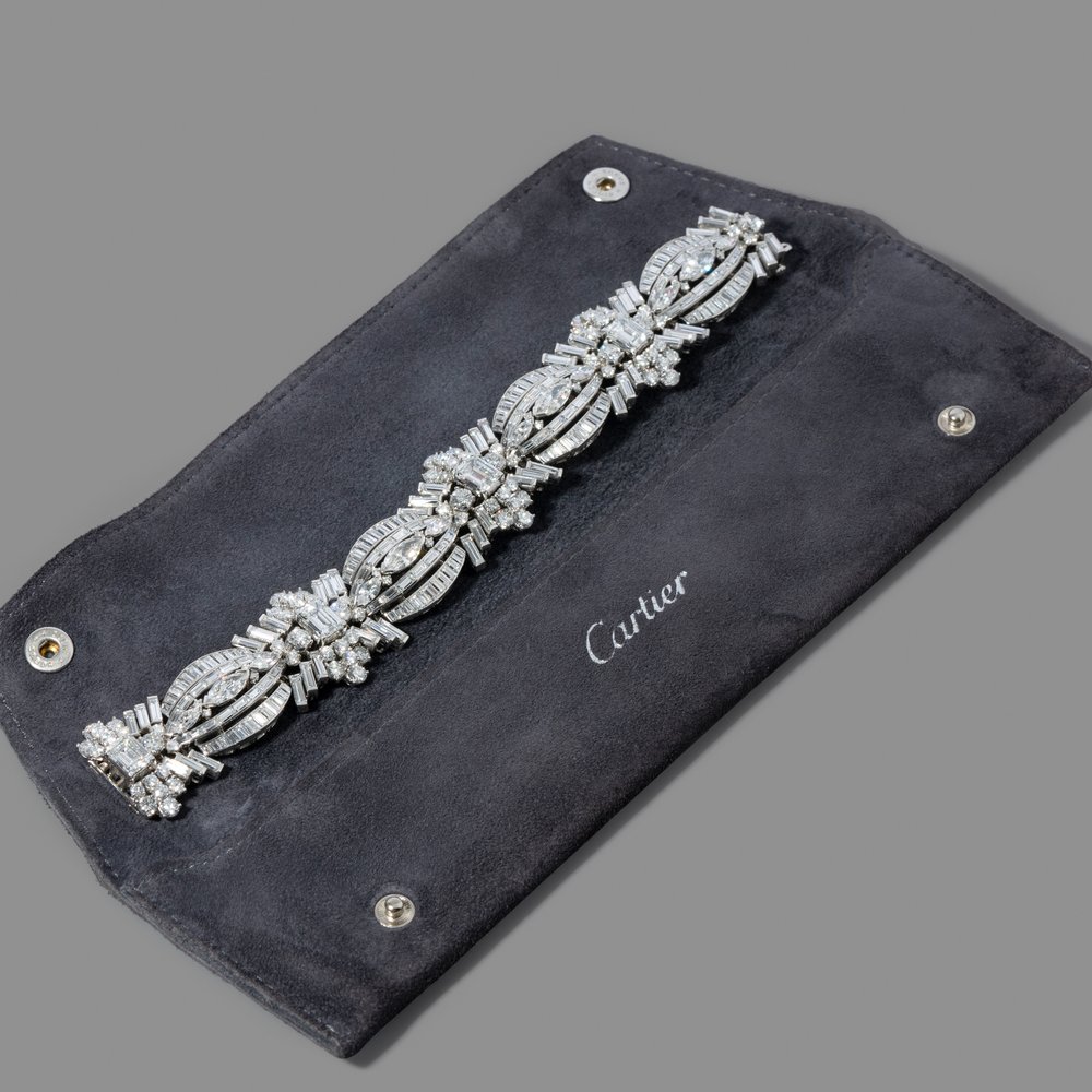 1950s Cartier Platinum &amp; Diamond Bracelet
