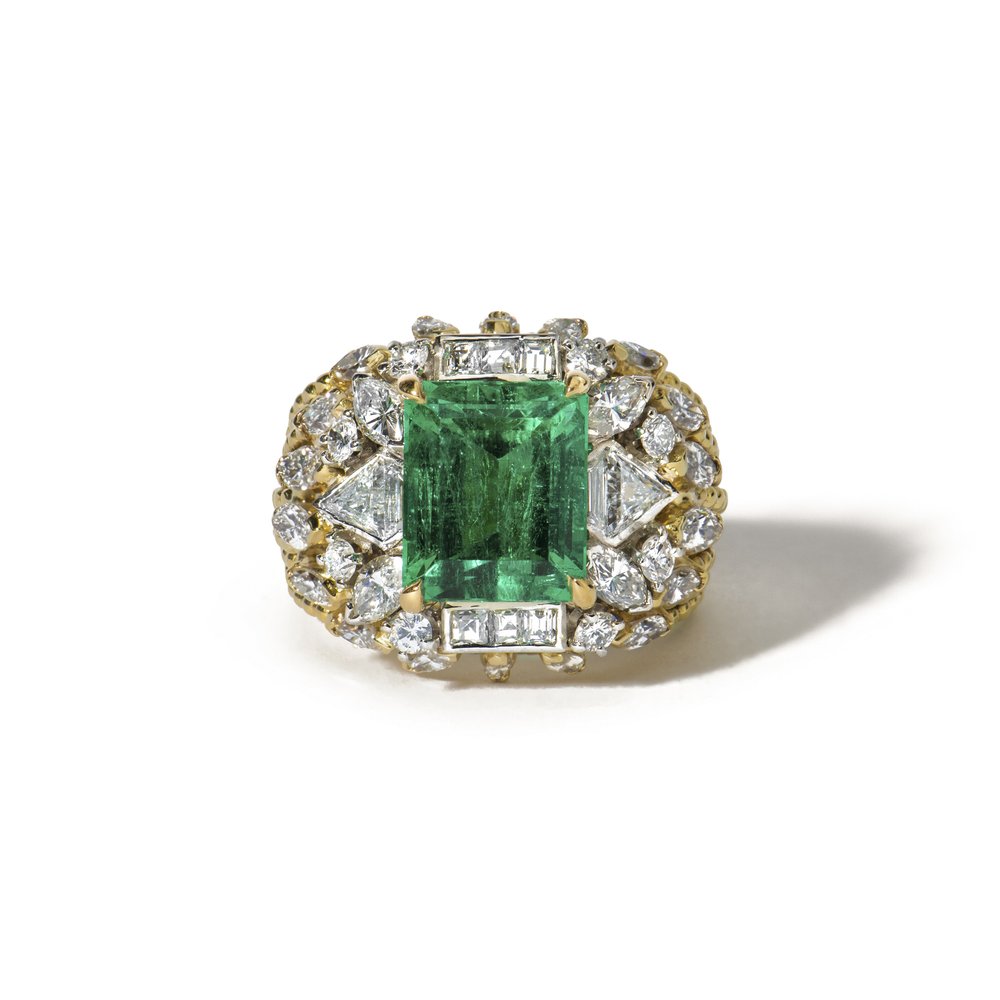 Vintage Cartier Colombian Emerald Cocktail Ring