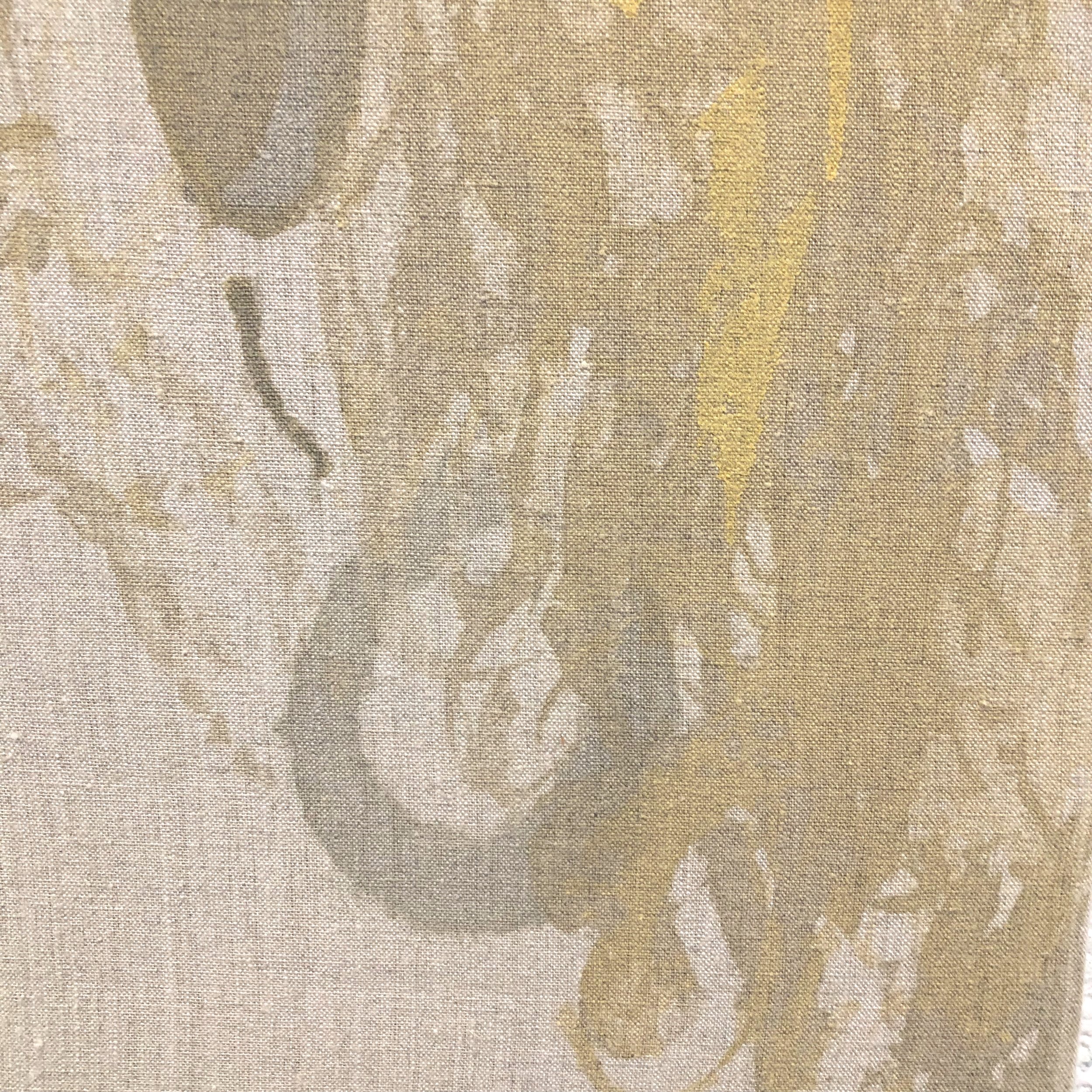 Union II (detail), tempera and mixed media on raw linen, 130 x 30cm