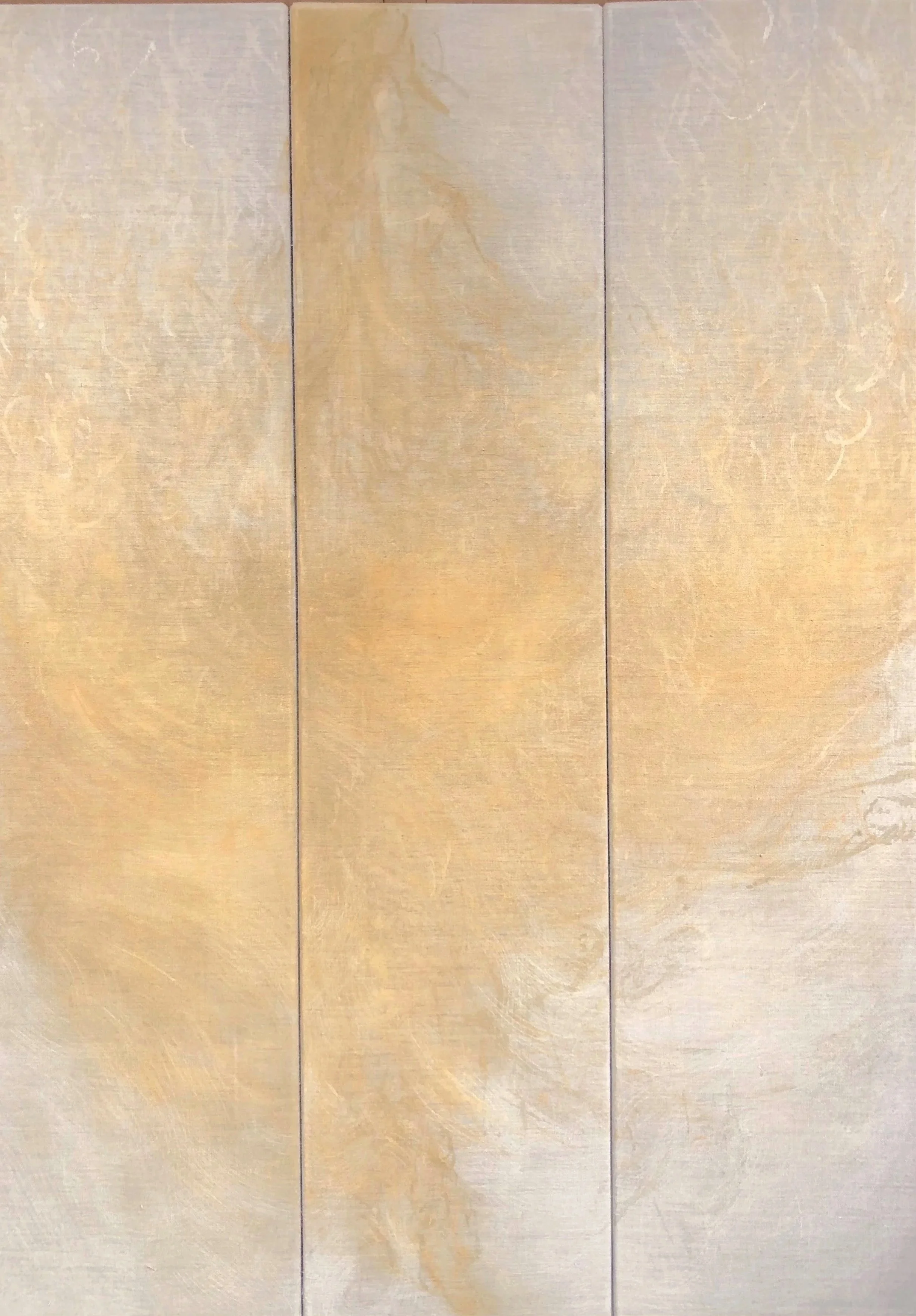 Water Spring, tempera and oak gall ink on raw linen, each panel  130 x 90cm
