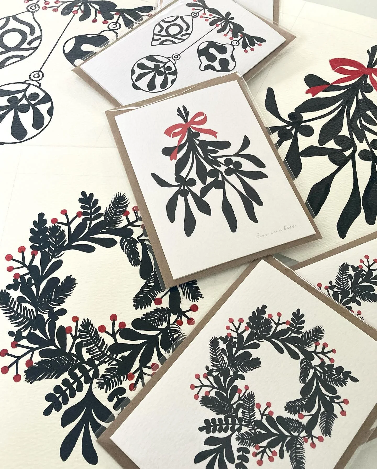Still too early?  All our cards are hand painted designs which are then printed onto FSC paper, wrapped in a compostable PLA bag and loving finished with our GR&Aring; stamp #cards #christmascard #christmascards #recycling #compostable #renewablereso