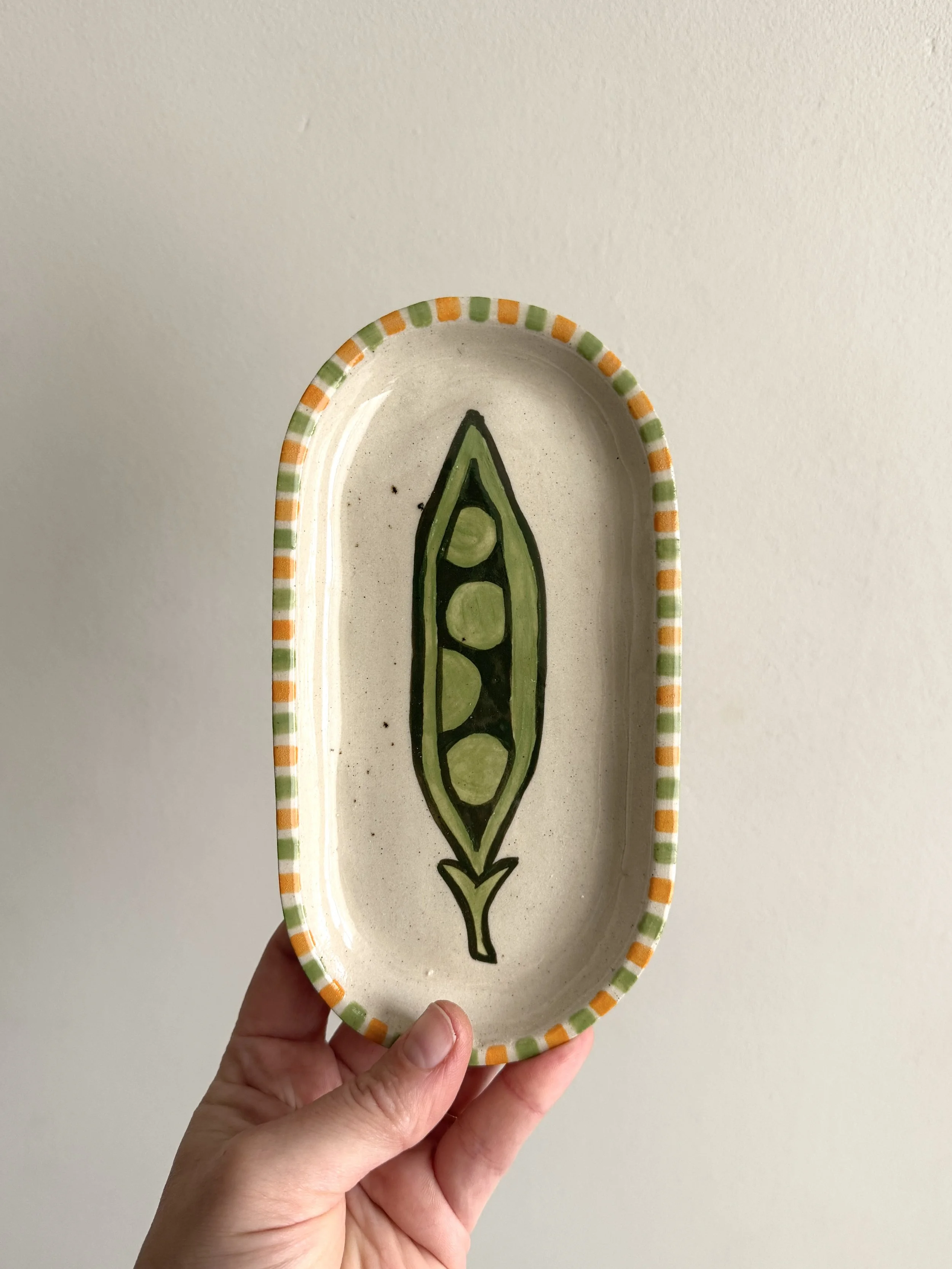 Pea Platter Orange and Green Trim