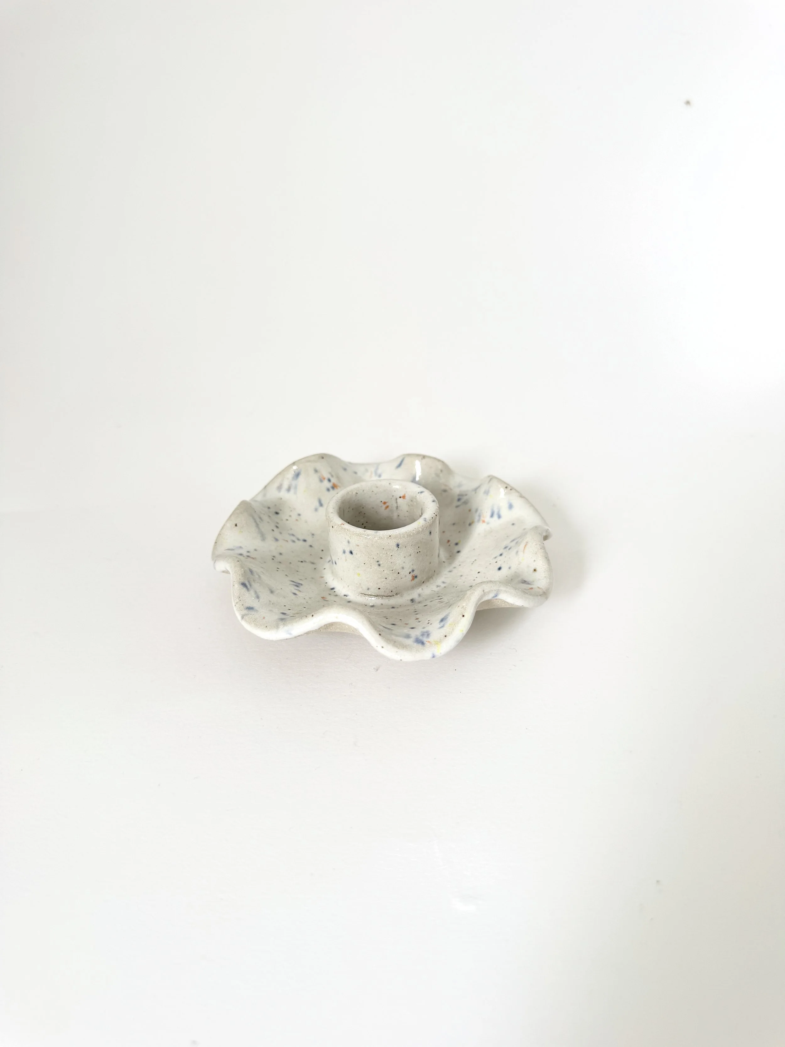 Candle Holder White Speckle