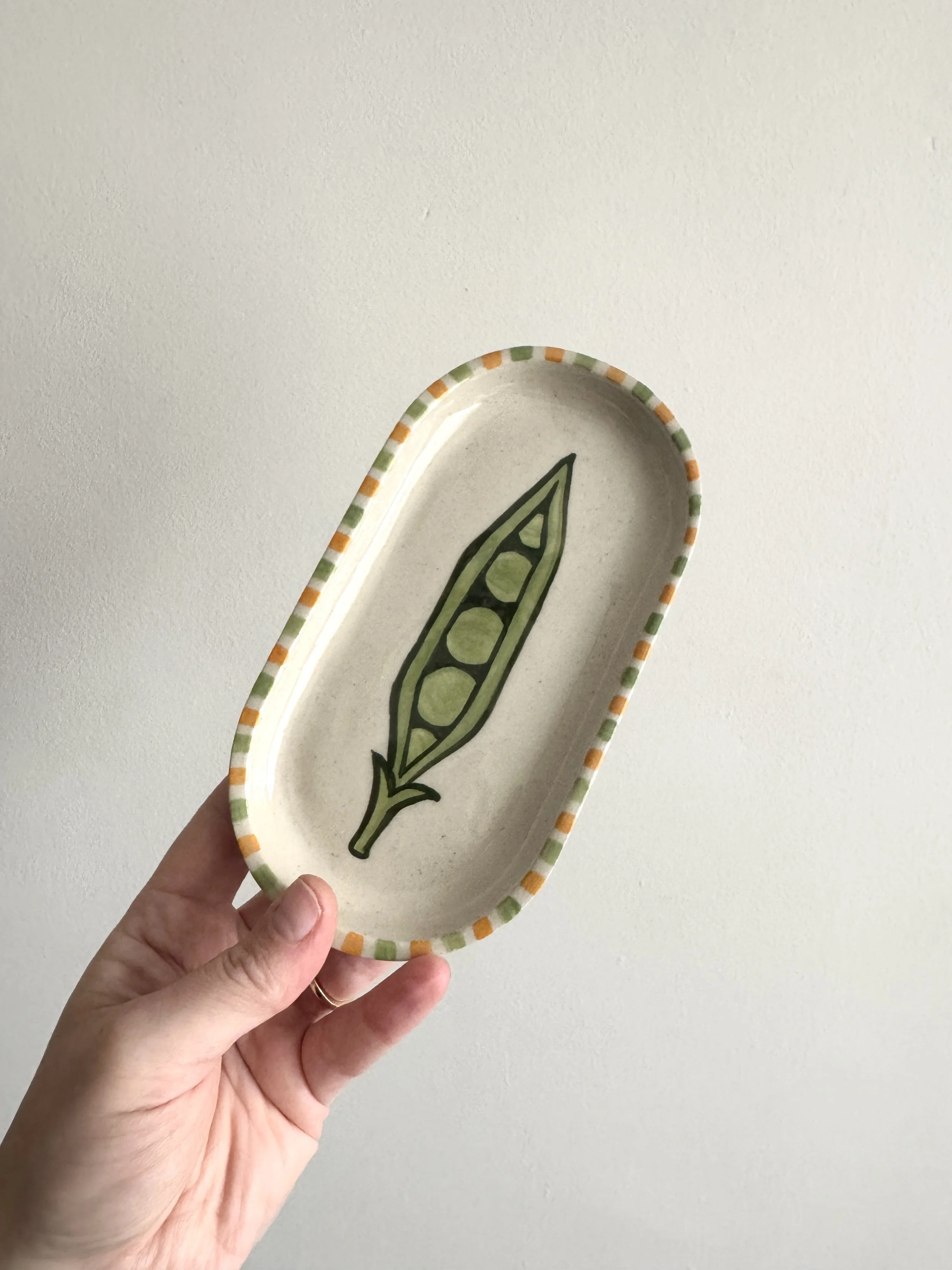 Pea Platter Orange Green Trim