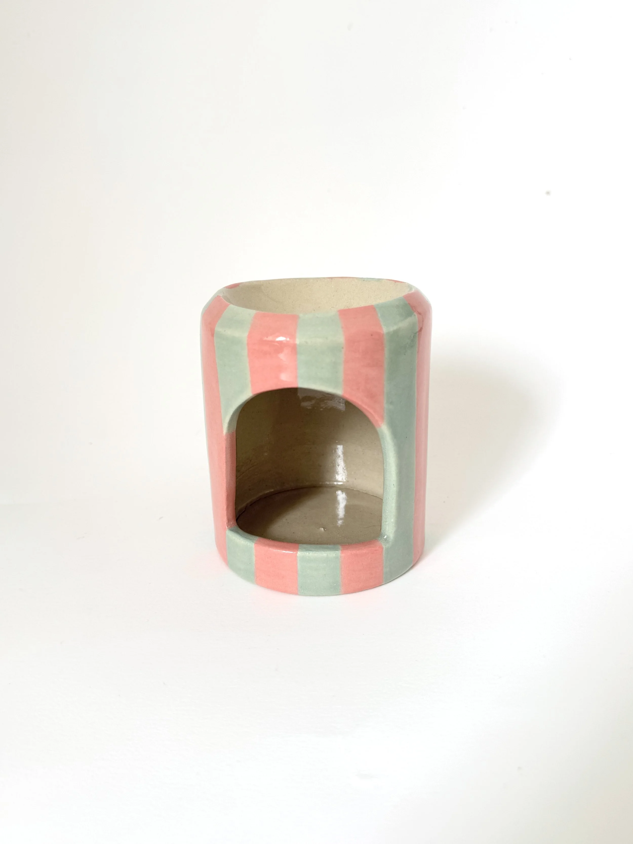 Pink & Mint Stripe Burner