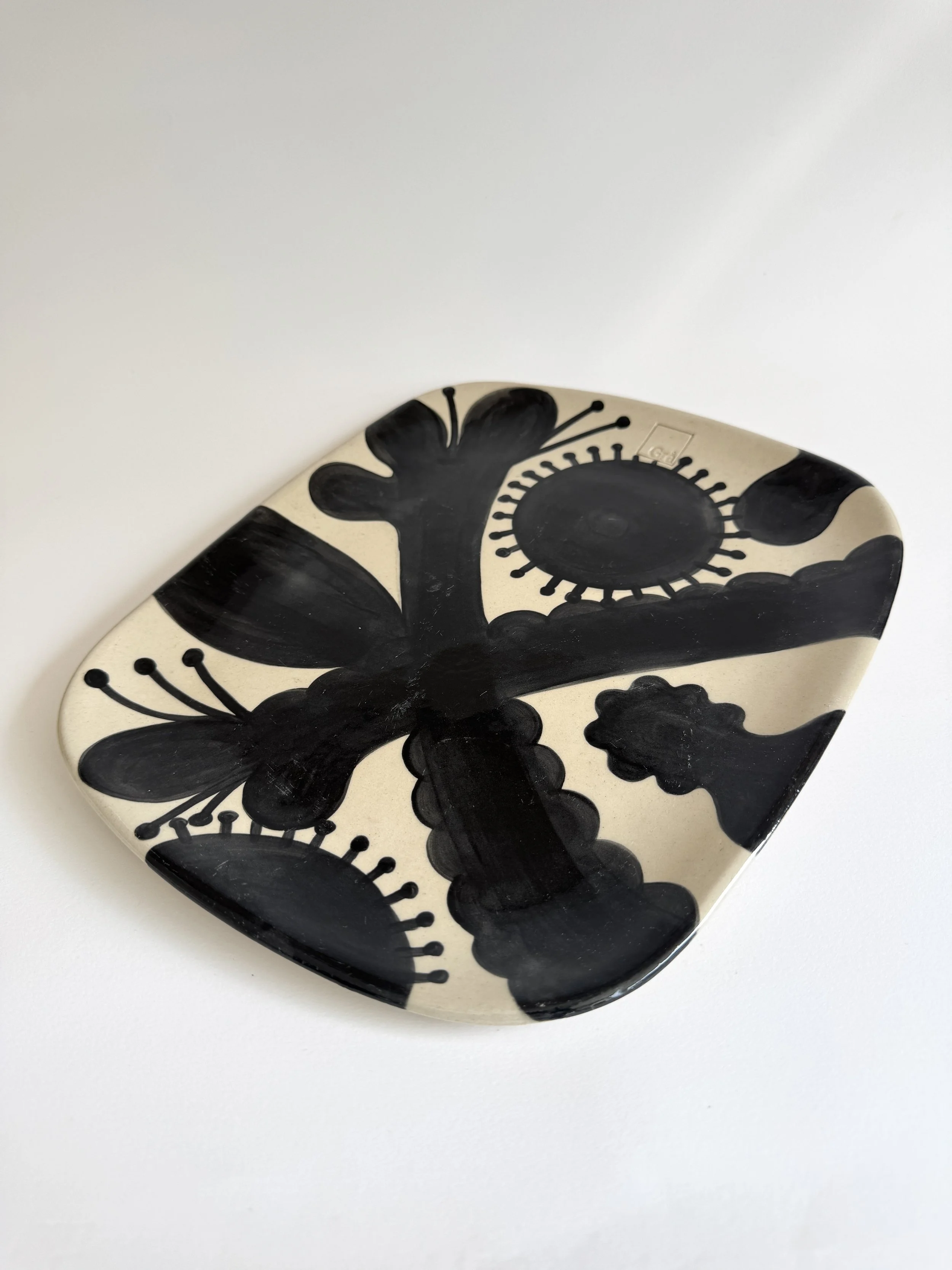 Large Square Platter Abstract