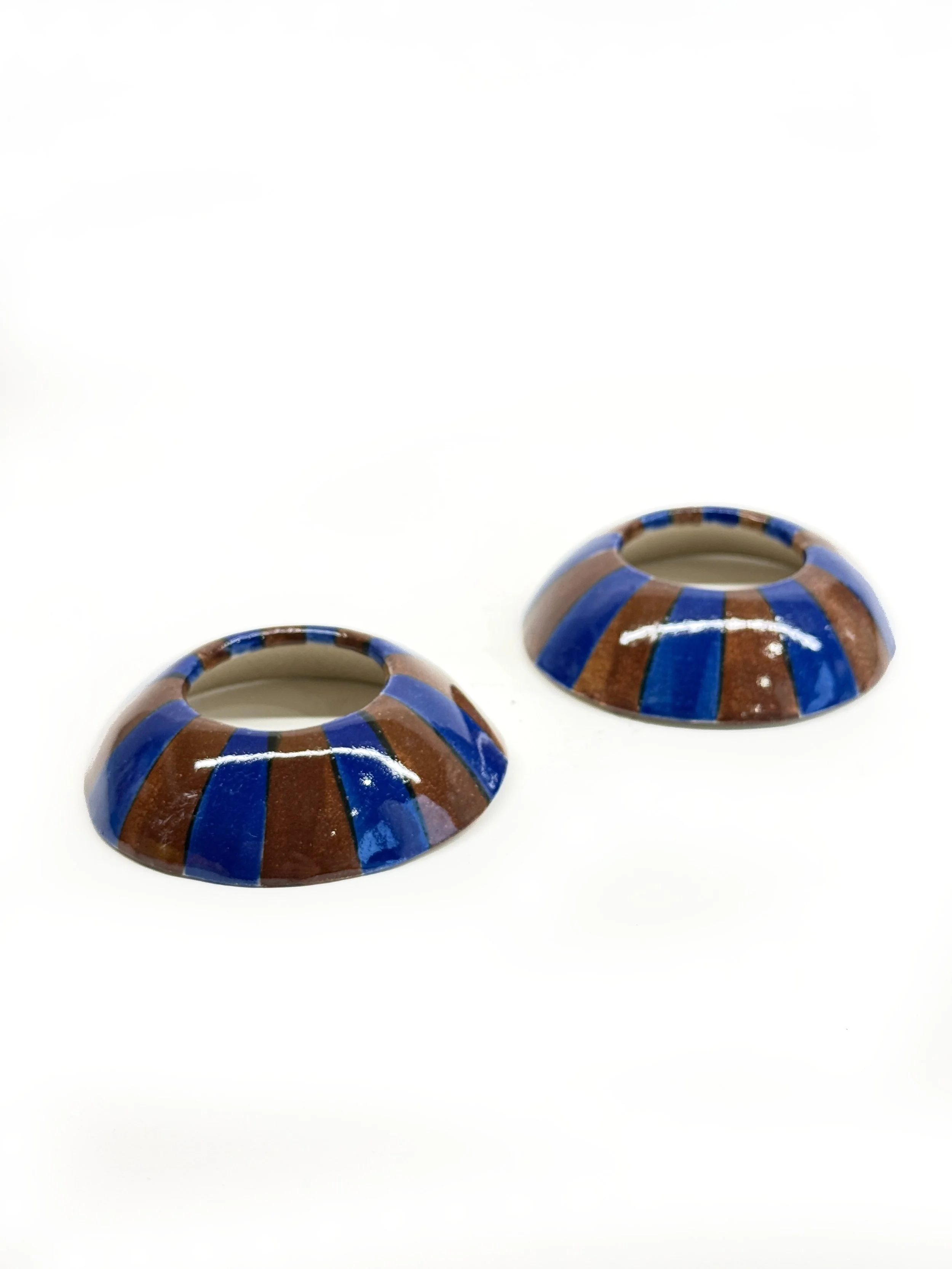 Blue & Brown Stripe Egg Cups