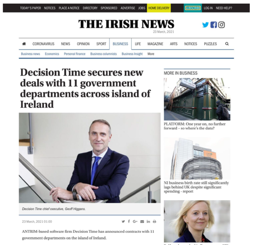 We added a series of government departments to our growing list of Irish public sector customers