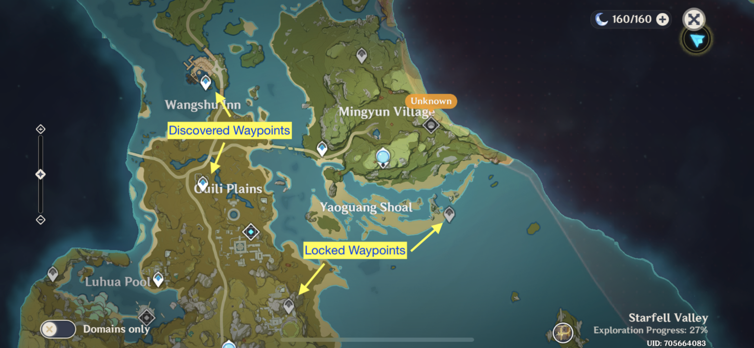 A gameplay screenshot of GI’s Waypoint system, which pales in comparison to BoTW’s Shrine system.