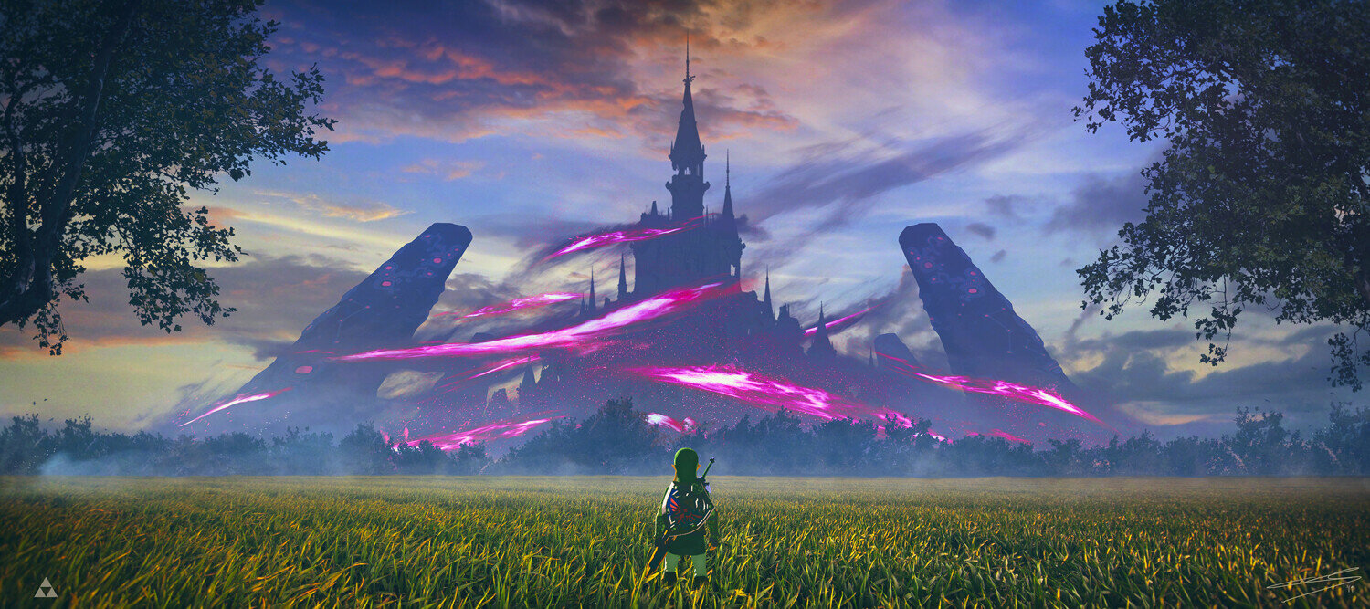 This is an illustration of BoTW’s Hyrule castle being perpetually engulfed by Ganon’s Curse, and it perfectly captures how to integrate the narrative into the open world.