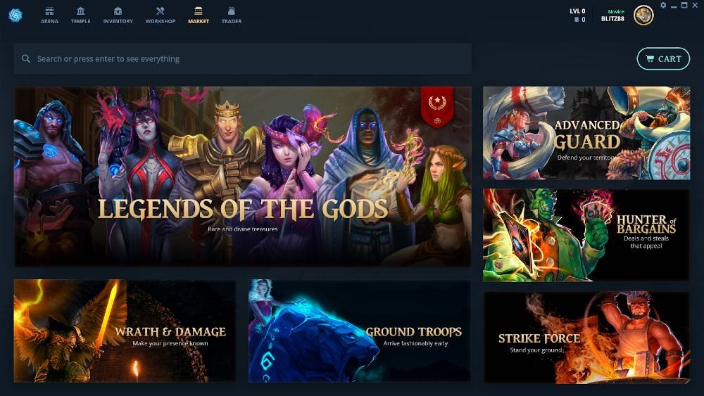 Original Gods Unchained Marketplace - Source: Immutable Games